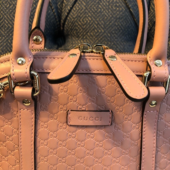 New Gucci Guccissima Pink Leather Bag Long Strap Dome - Picture 3 of 11